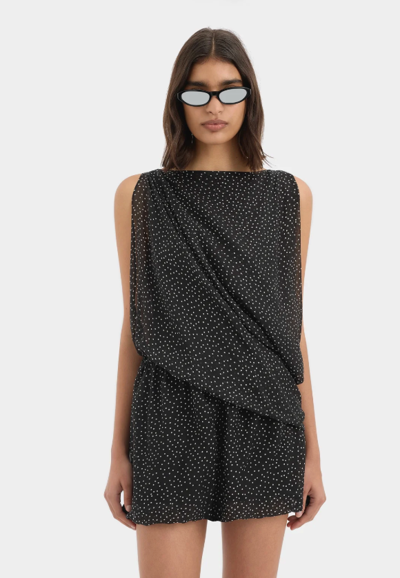 SIR. Arisa Mini Dress - Polka Dot Nero