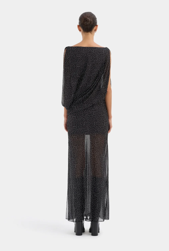 SIR. Arisa Maxi Dress - Polka Dot Nero