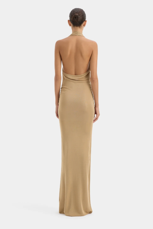 SIR. Viora Midi Dress - Gold Metalic
