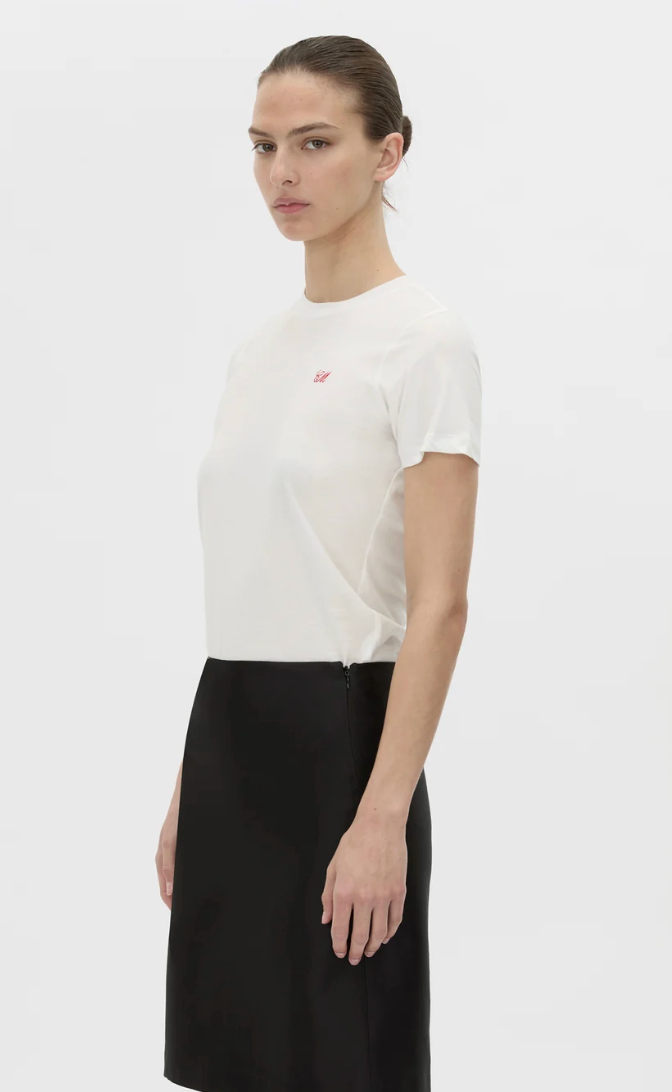 Camilla and Marc Birdie Fitted Printed Tee - Soft White/Red