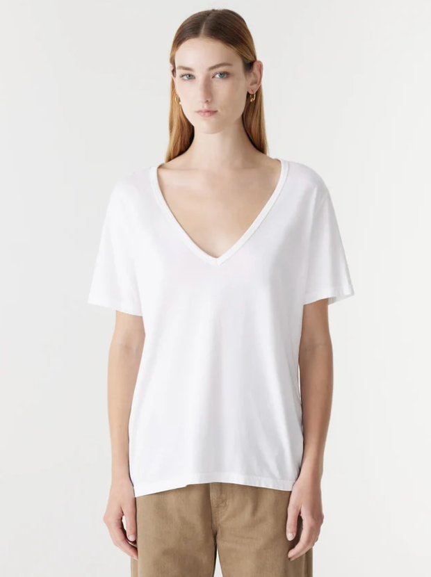 Bassike Classic V-Nesk T-Shirt - White