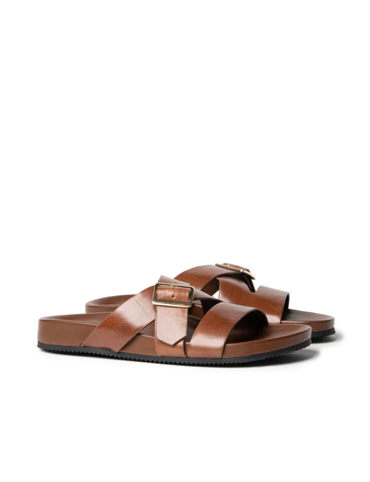 La Tribe Buckle Strap Slide Cognac
