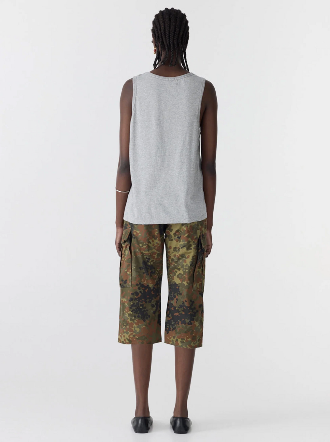 Bassike Classic V-Neck Tank - Grey Marl