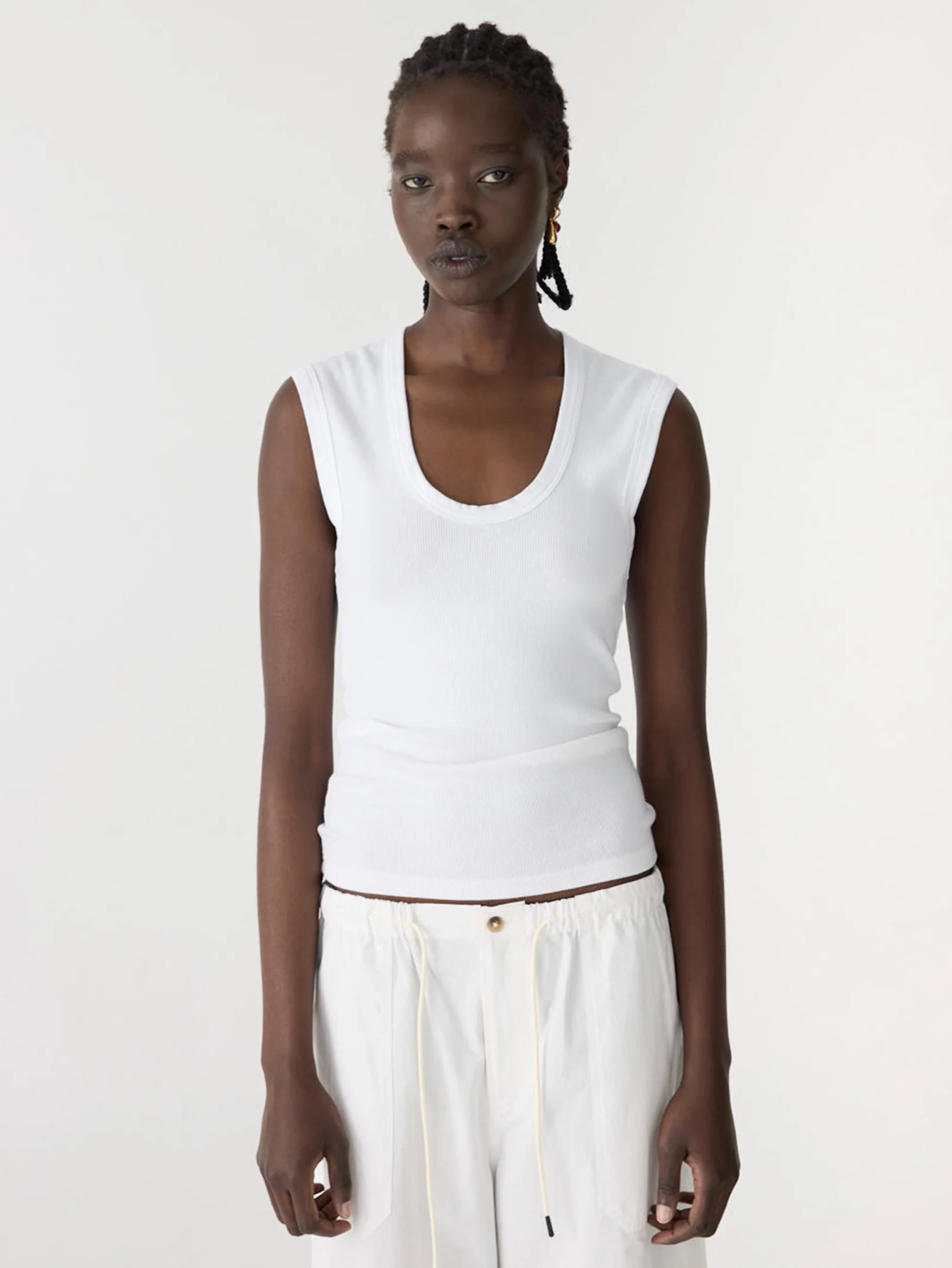 Bassike Essential Scoop Tank - White