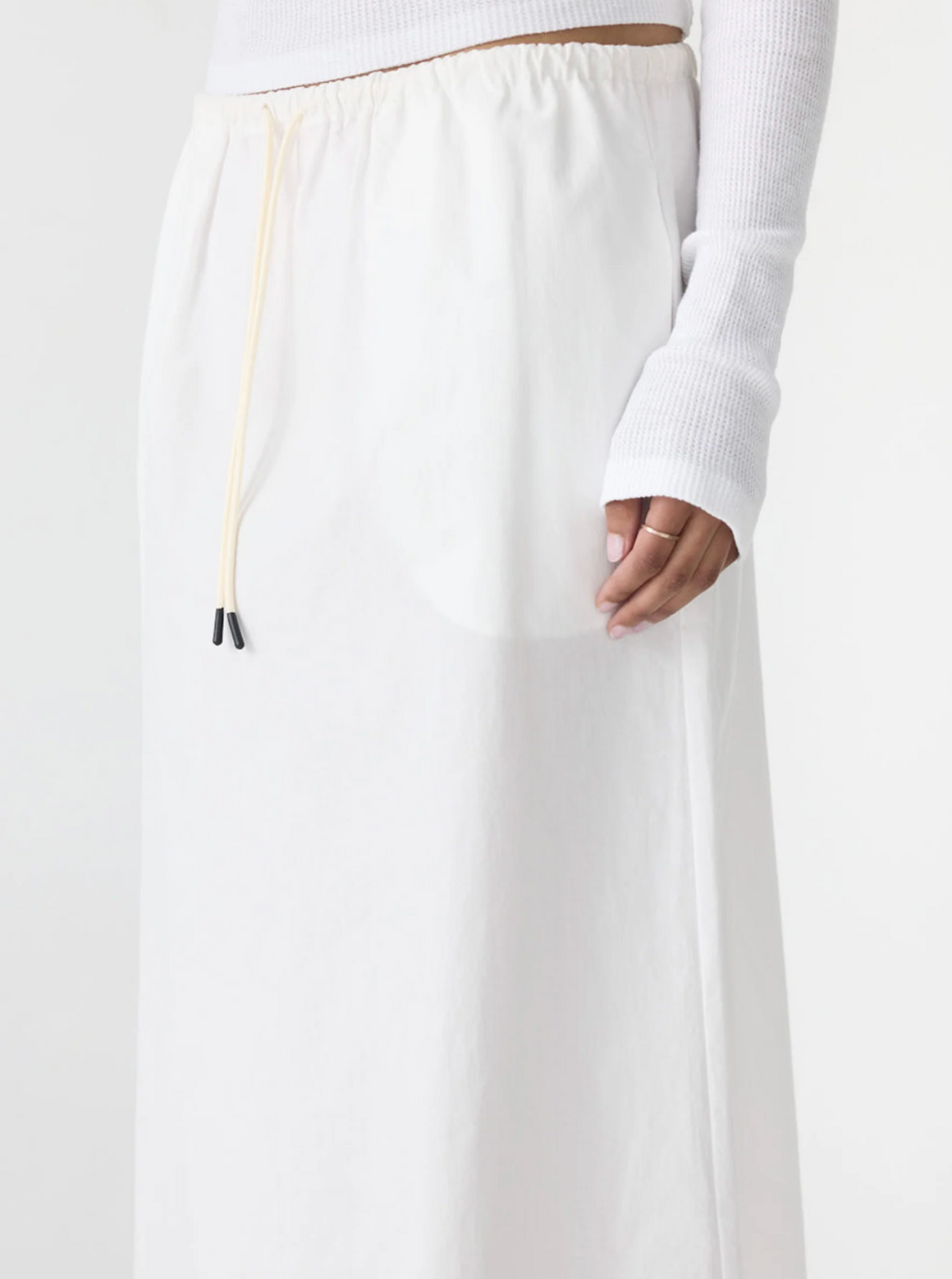 Bassike Crushed Cotton Minimal Skirt - Natural