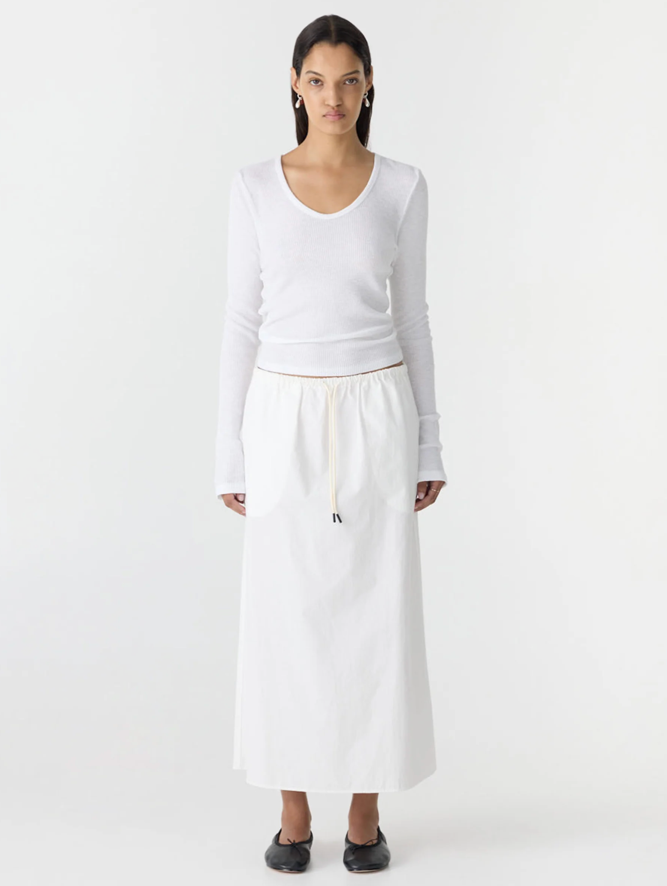 Bassike Crushed Cotton Minimal Skirt - Natural