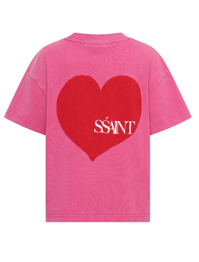 Ssaint Kids Heart Tee - Acid Wash Pink