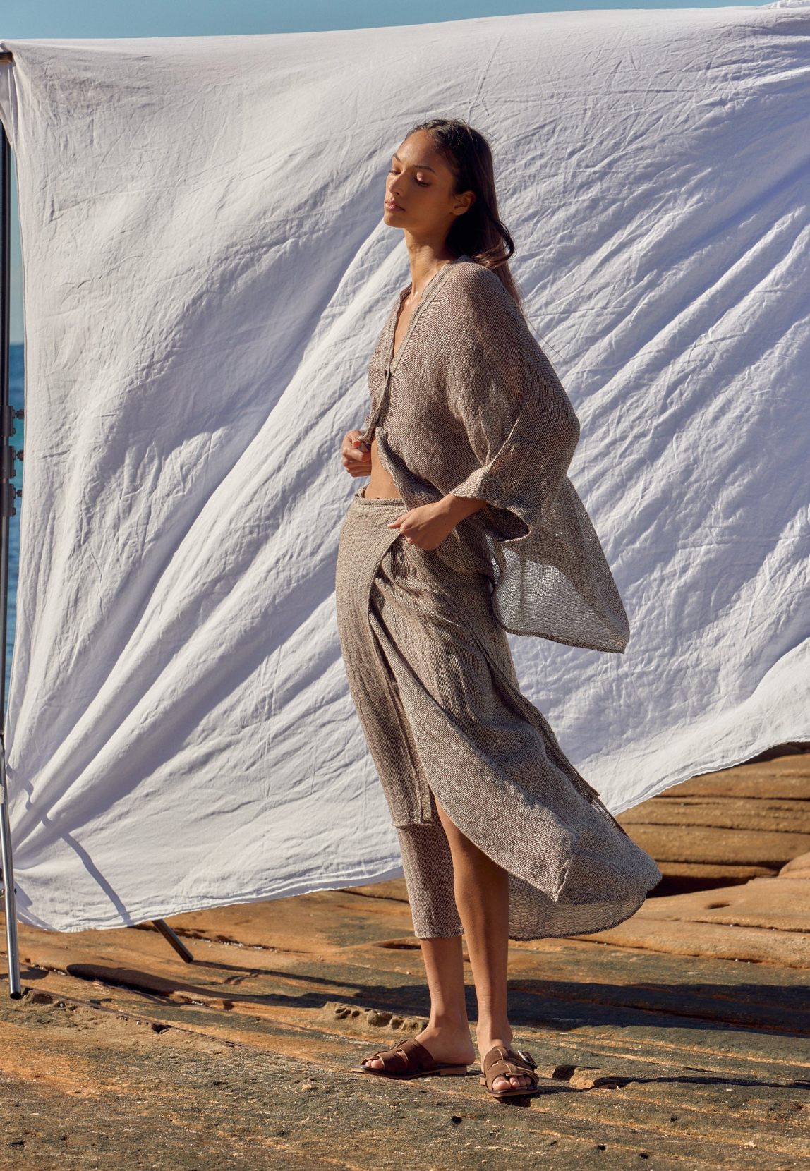 Estilo Emporio Wrap Skirt - Rete Chocolate