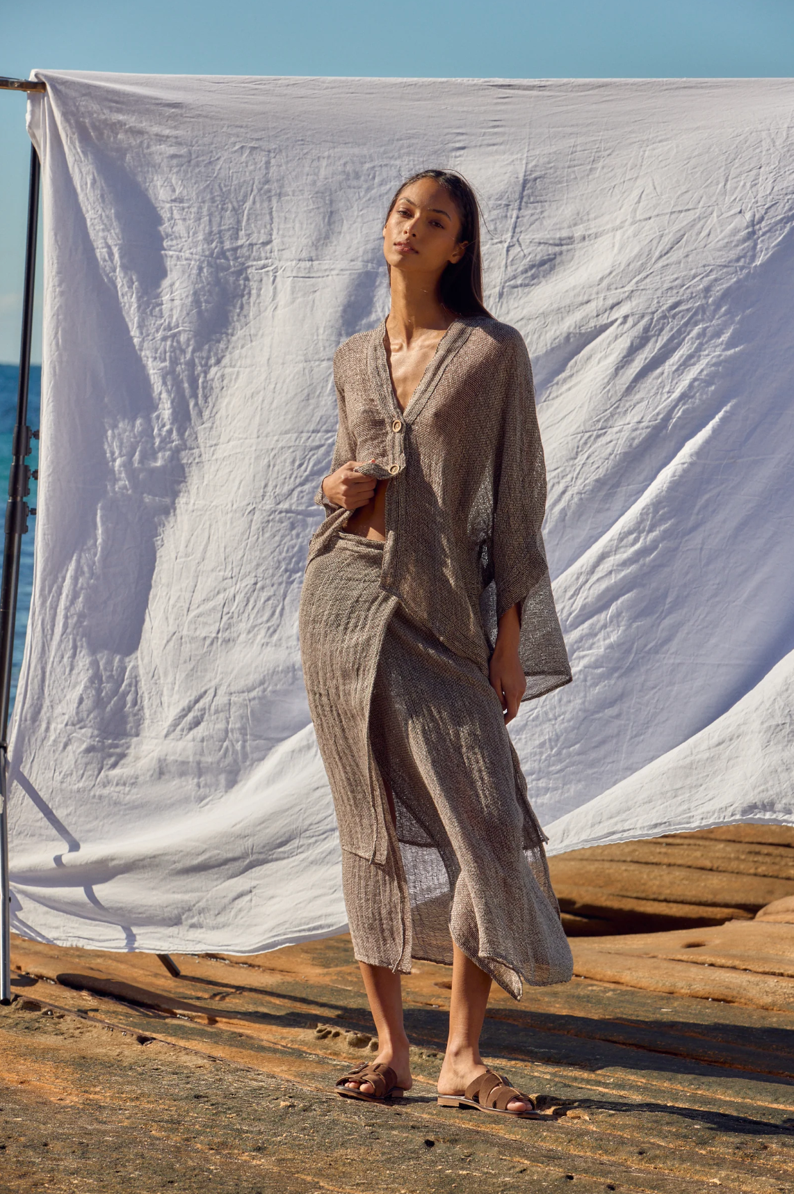 Estilo Emporio Mantle Jacket - Rete Chocolate