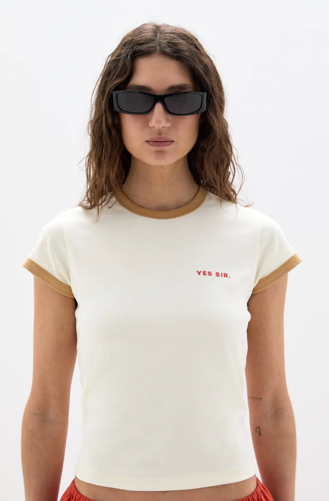 SIR. Yes SIR. Fitted Tee - Ivory Yellow