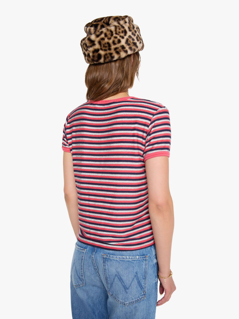 Mother The Lil Goodie Ringer - Navy/Silver/Pink Stripe - Lurex Terry