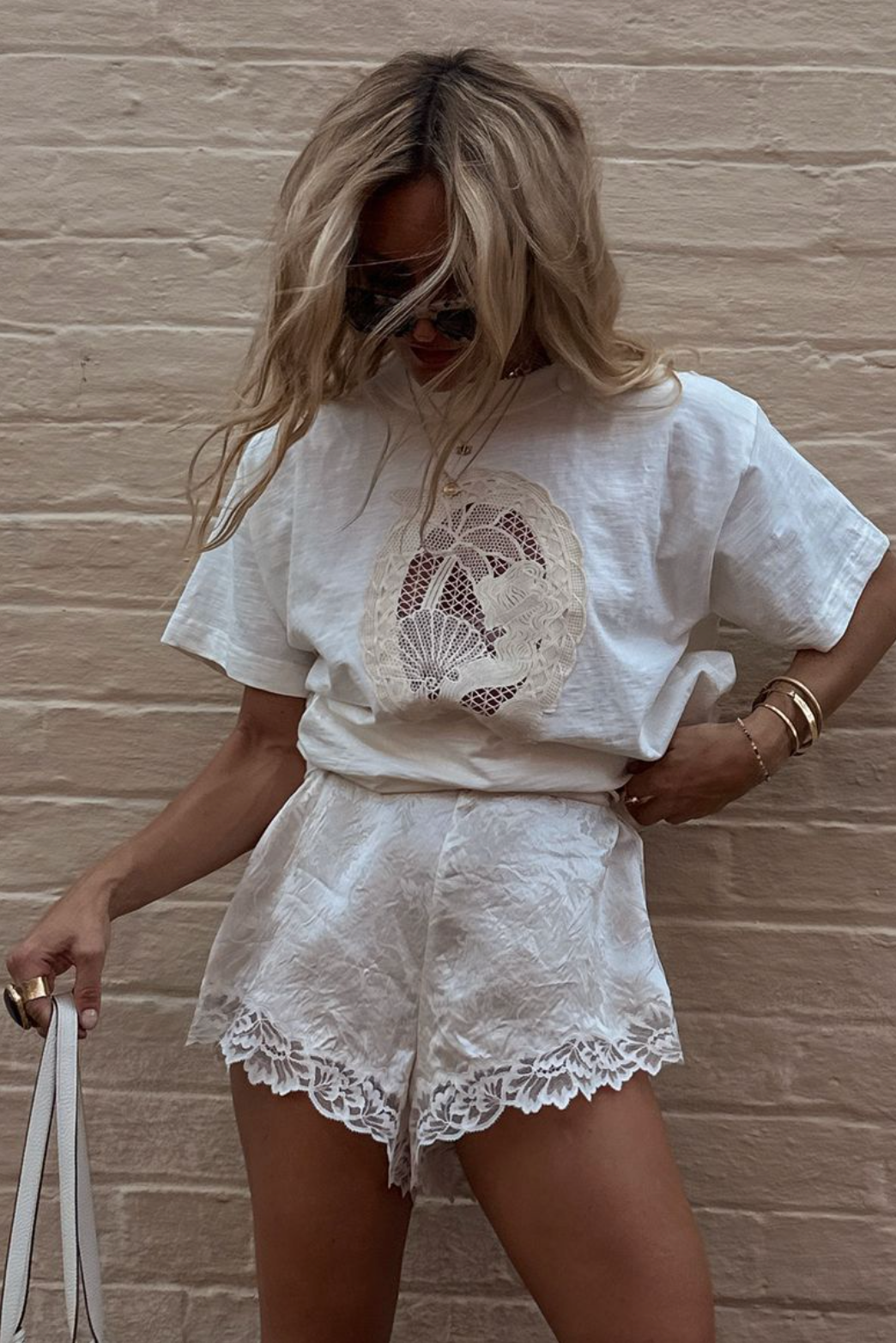 Spell Dubois Lace Shorts - Pearl White