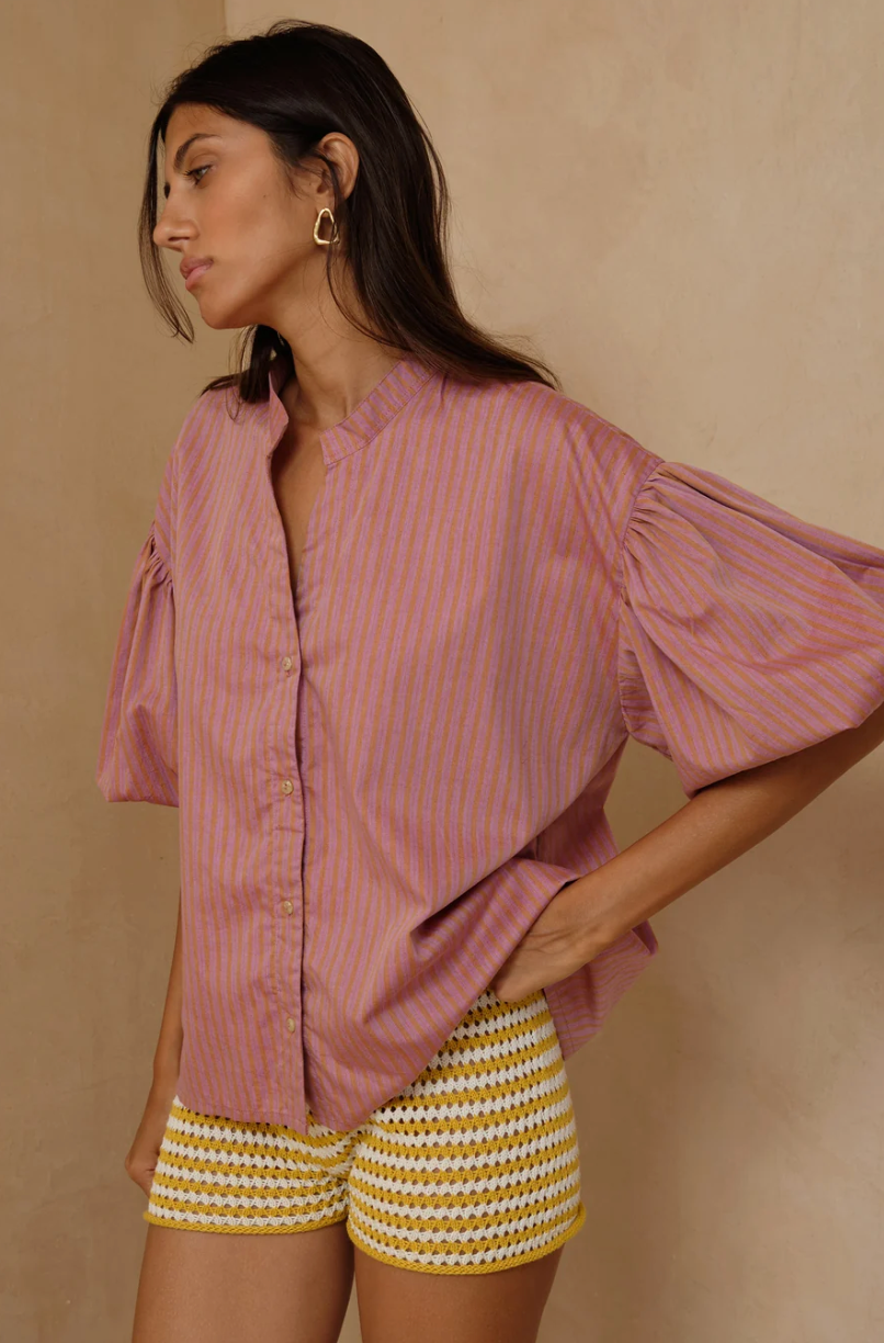 Lilya Charm Stripe Knit Shorts - Sunshine Yellow