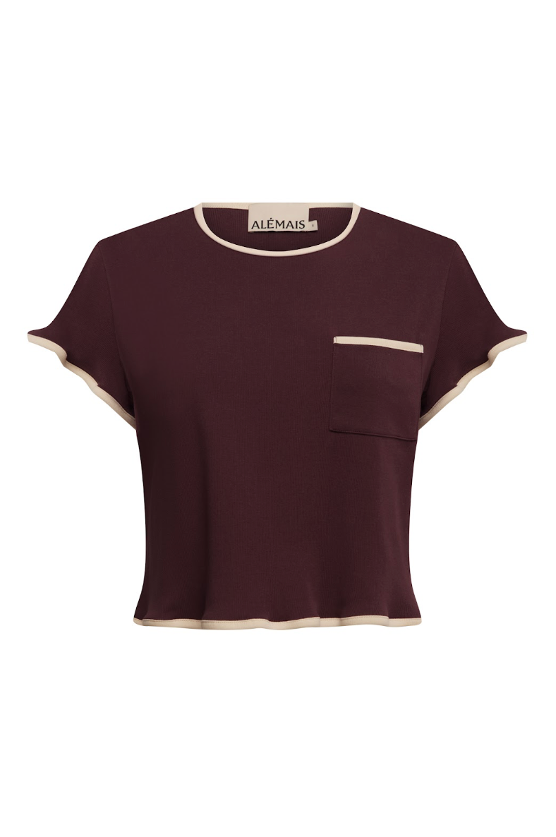 Alemais Bonetta Cropped Tee - Burgundy