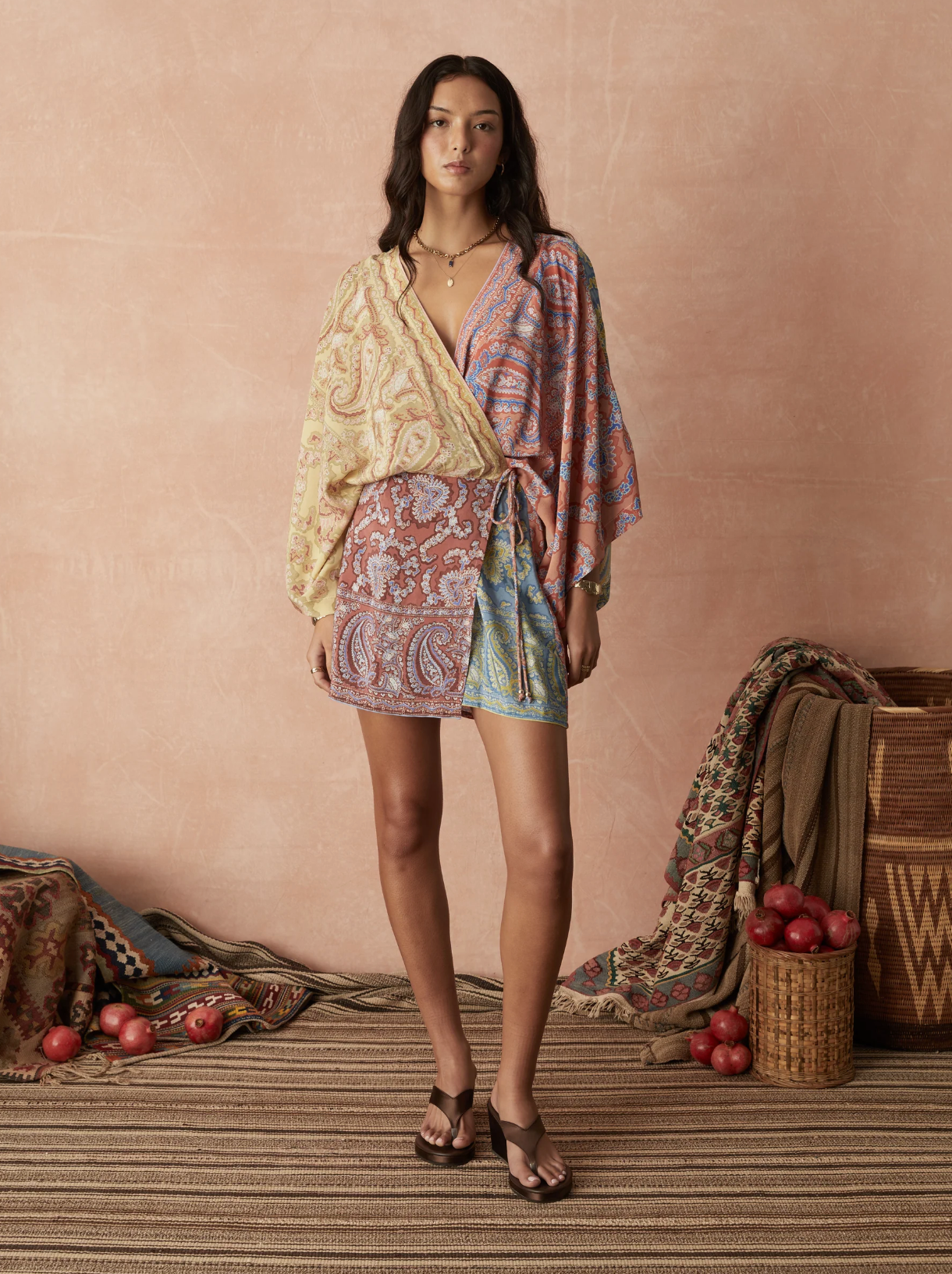 Boteh Caravane Silk Robe Dress - Mesa Patchwork