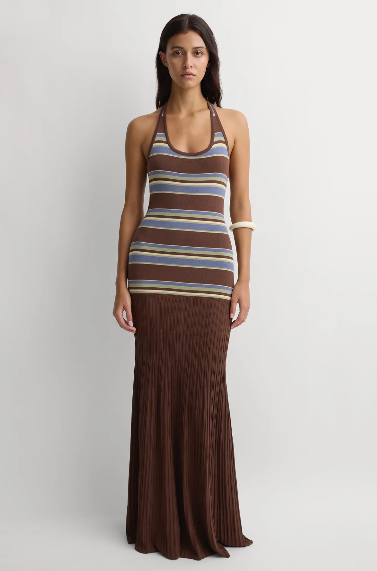 Faithful The Brand Camile Maxi Dress - La Palma Stripe Carob