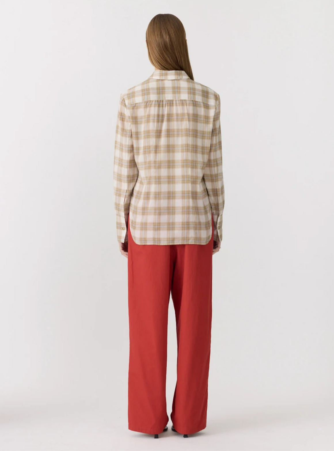 Bassike Check Darted Shirt - Taupe Check