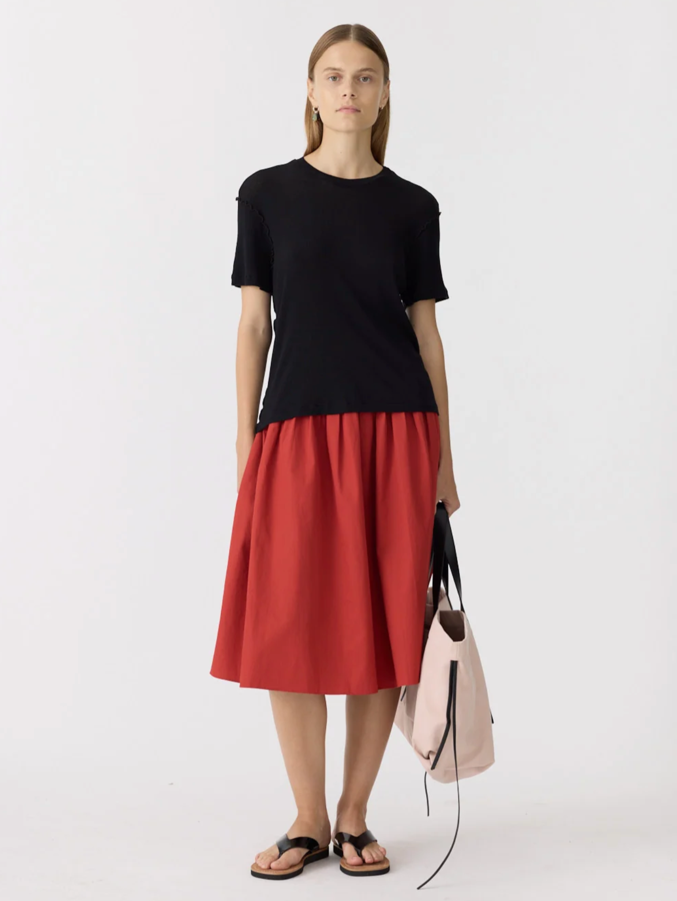 Bassike Sheer Rib T Shirt - Black