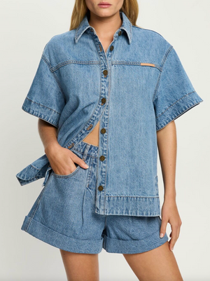 Kivari Avery Denim Short - Stone Wash Blue