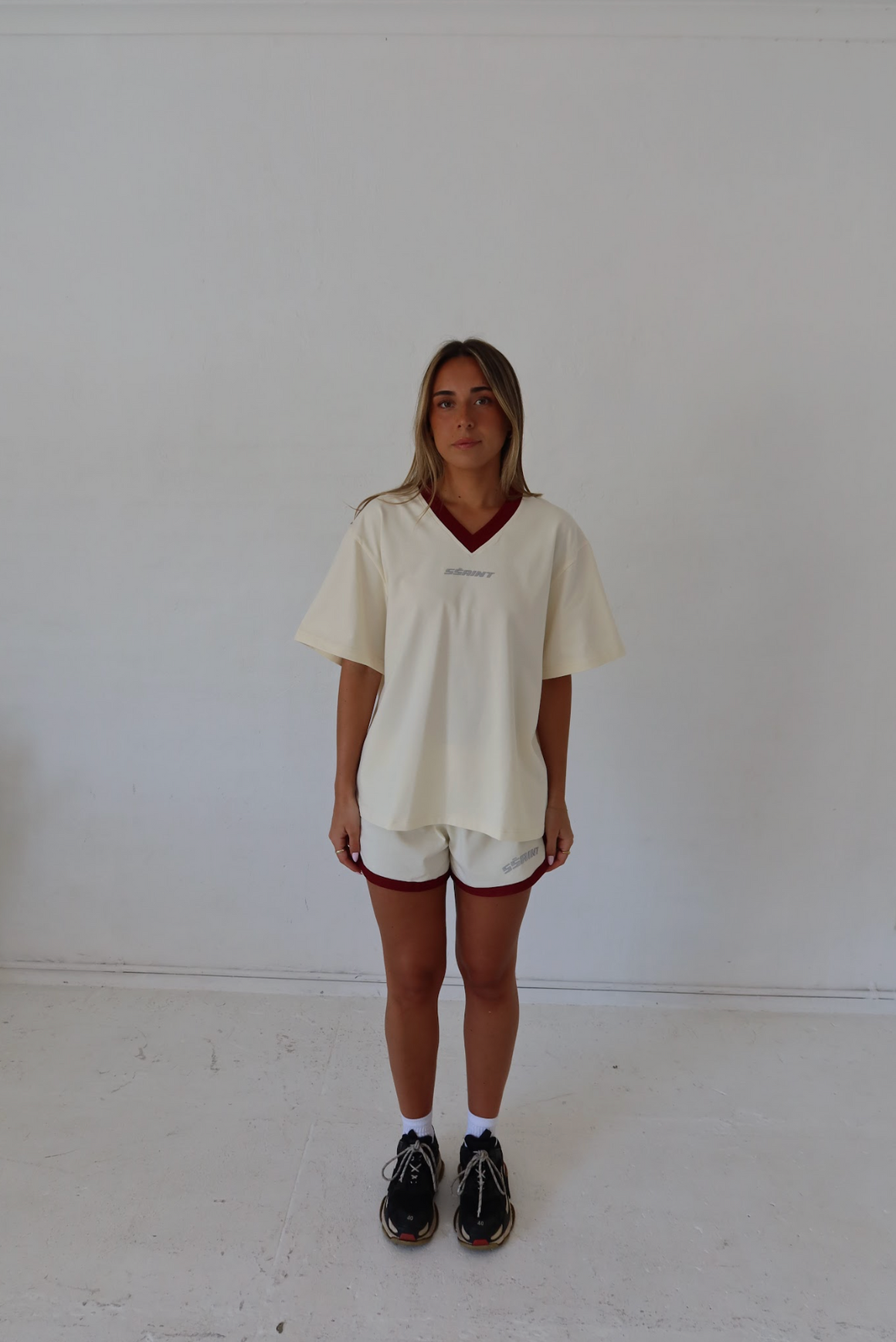 Ssaint Reflective V Neck Tee - Butter - PRESALE