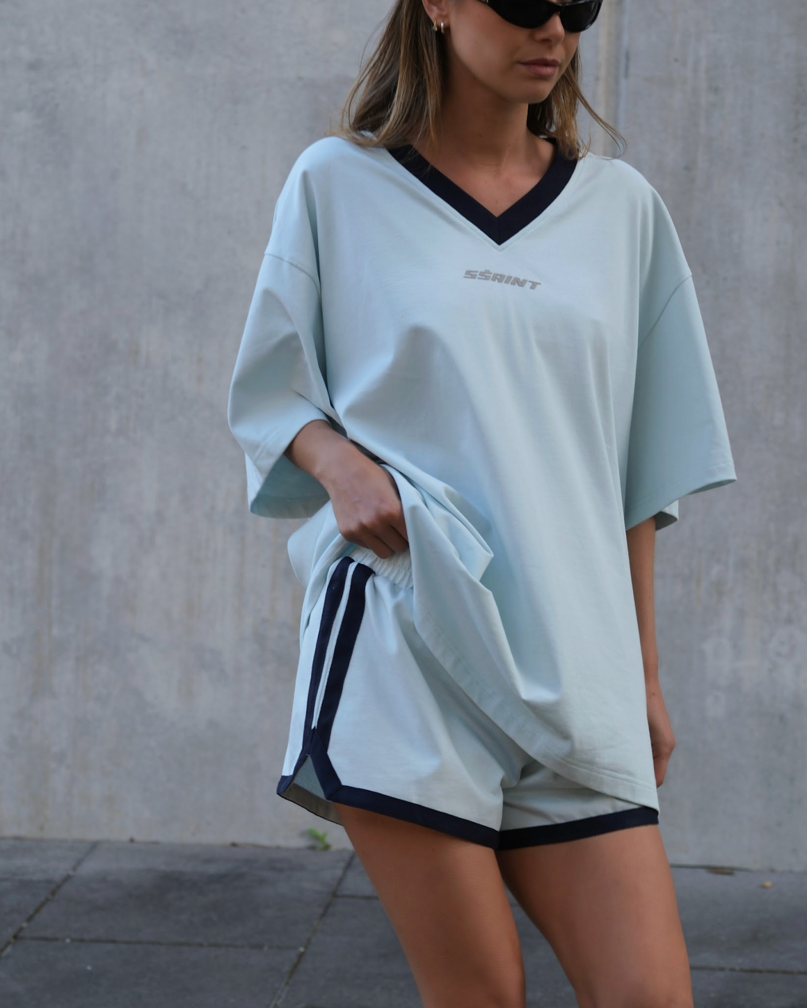 Ssaint Reflective V Neck Tee - Mint - PRESALE