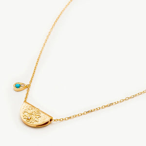 By Charlotte Lotus Birthstone Necklace December Turquoise
