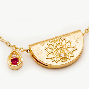 By Charlotte Lotus Birthstone Necklace July Ruby