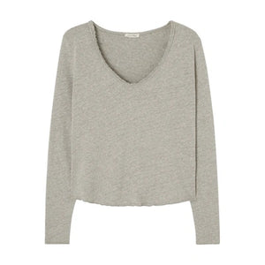 American Vintage Sonoma V Neck Long Sleeve - Heather Grey