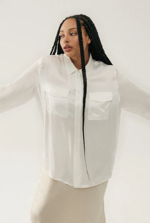 Silk Laundry Boyfriend Shirt - White