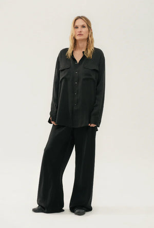 Silk Laundry Boyfriend Shirt - Black