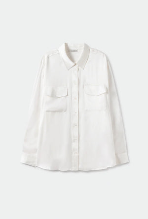 Silk Laundry Boyfriend Shirt - White