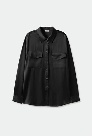 Silk Laundry Boyfriend Shirt - Black
