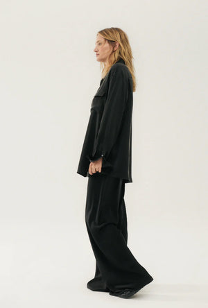 Silk Laundry Boyfriend Shirt - Black