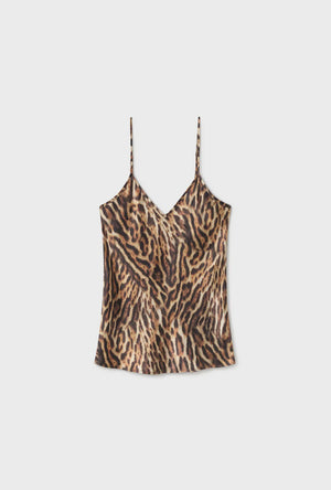 Silk Laundry Bias Cut Cami - Leopard