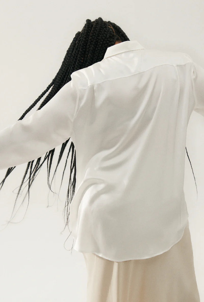 Silk Laundry Boyfriend Shirt - White