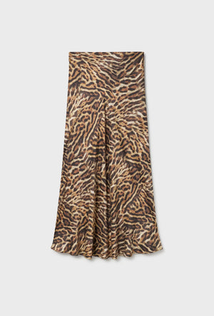 Silk Laundry Long Bias Cut Skirt - Leopard