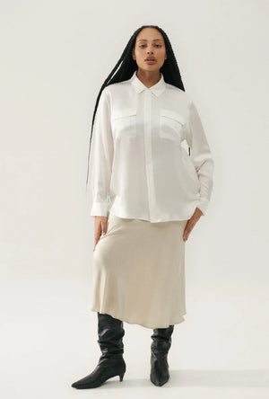 Silk Laundry Boyfriend Shirt - White