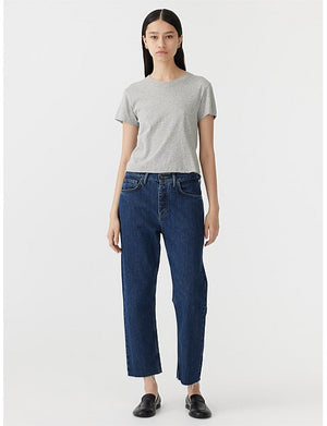 Bassike Mid Rise Slim Crop Jean - Bright Indigo