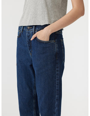 Bassike Mid Rise Slim Crop Jean - Bright Indigo