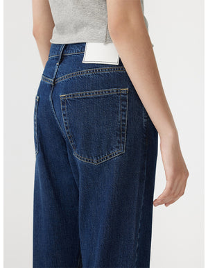 Bassike Mid Rise Slim Crop Jean - Bright Indigo