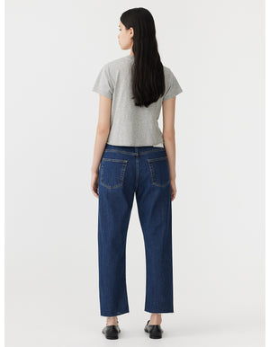 Bassike Mid Rise Slim Crop Jean - Bright Indigo