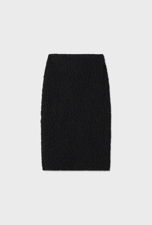 Silk Laundry Popcorn Midi Skirt - Black