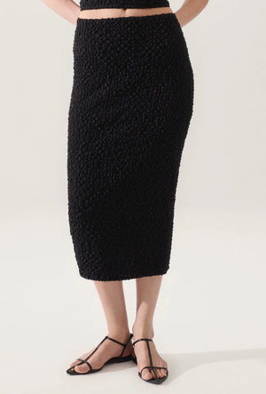Silk Laundry Popcorn Midi Skirt - Black