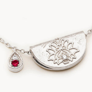 By Charlotte Lotus Birthstone Necklace July Ruby