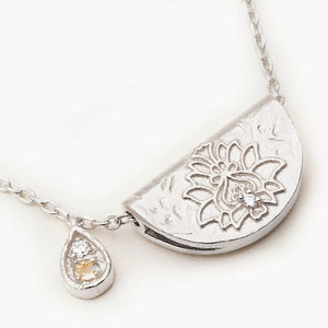 By Charlotte Lotus Birthstone Necklace June Moonstone