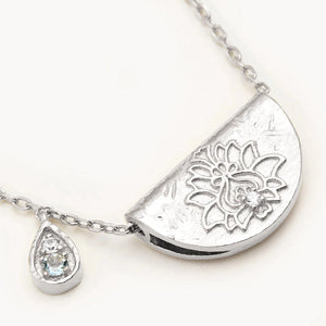 By Charlotte Lotus Birthstone Necklace March Aquamarine