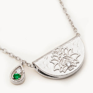 By Charlotte Lotus Birthstone Necklace May Emerald