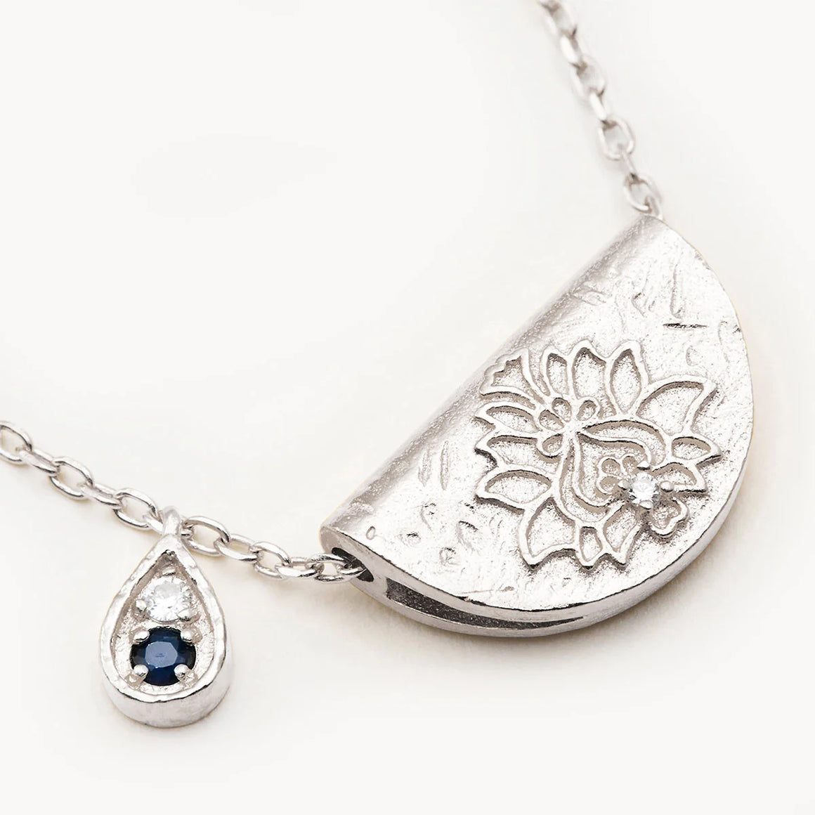 By Charlotte Lotus Birthstone Necklace September Sapphire