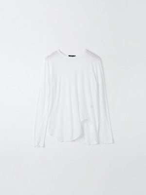 Bassike Regular Scoop Hem L/S T.Shirt - White