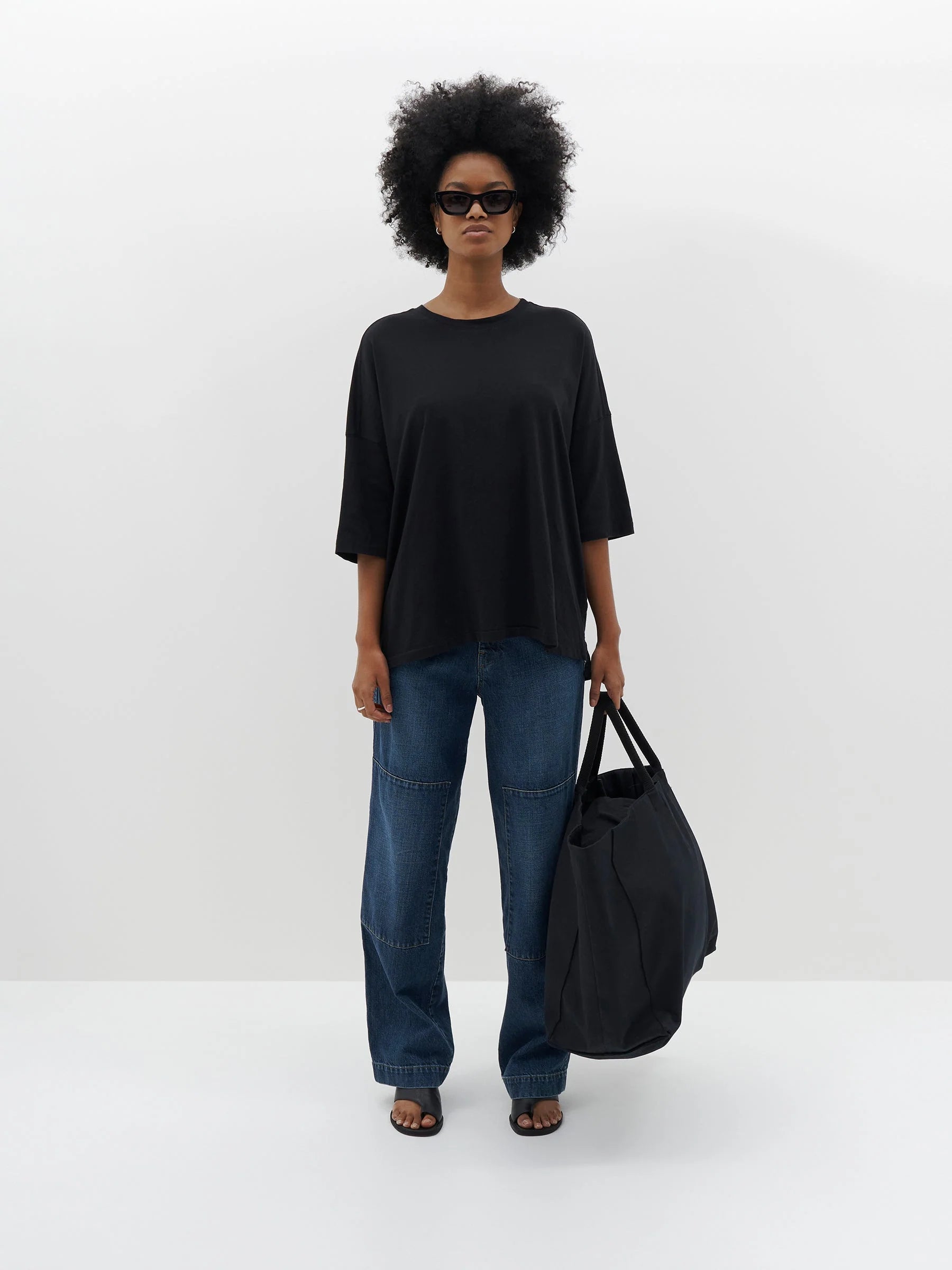 Bassike Slouch Side Step S/S T.Shirt - Black